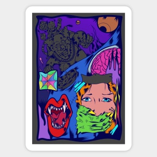 Dope scary night time story graffiti illustration Sticker